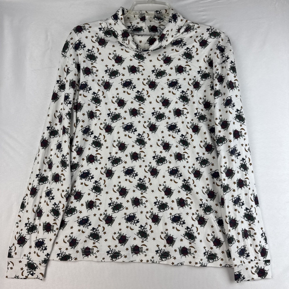 Northern Isles Winter Bear‎ Print Turtleneck Women's M 100% Cotton Long Sleeve